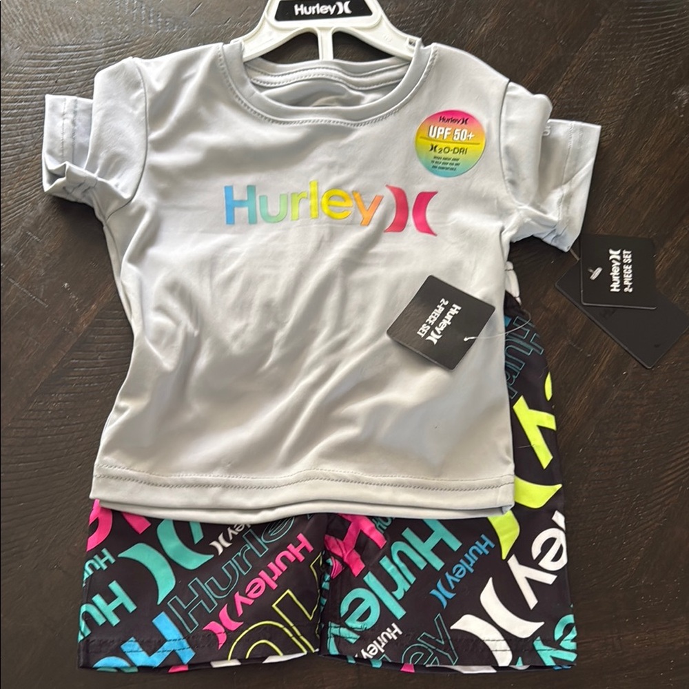 Hurley Multicolor Logo Tee and Shorts Set